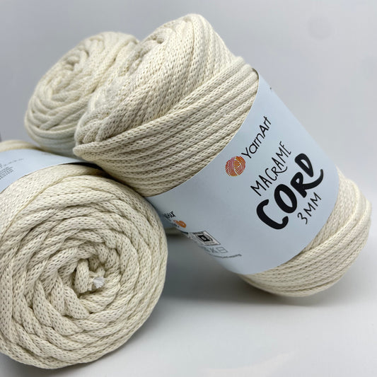 Macrame cotton yarn YarnArt cotton rope 3 mm white