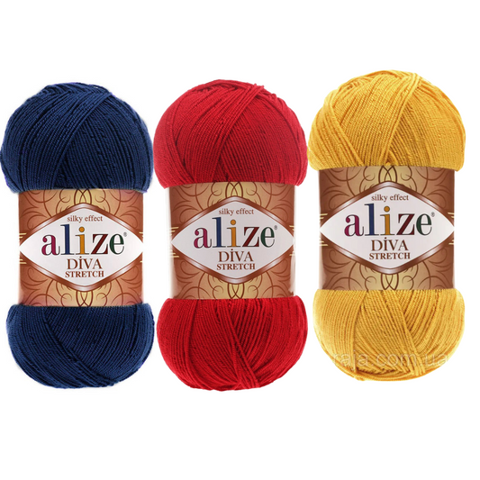 Acrylic elastan crochet yarn Alize Diva Stretch Silk Effect